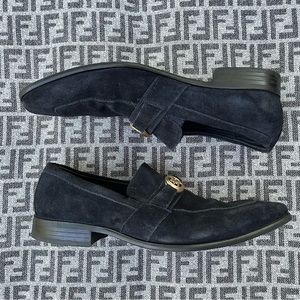 STACY ADAMS Suede Slip On Memory Foam Loafers - Navy Blue & Gold - 11.5